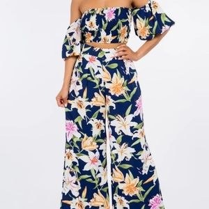 Beautiful Flower Printed Pants Set